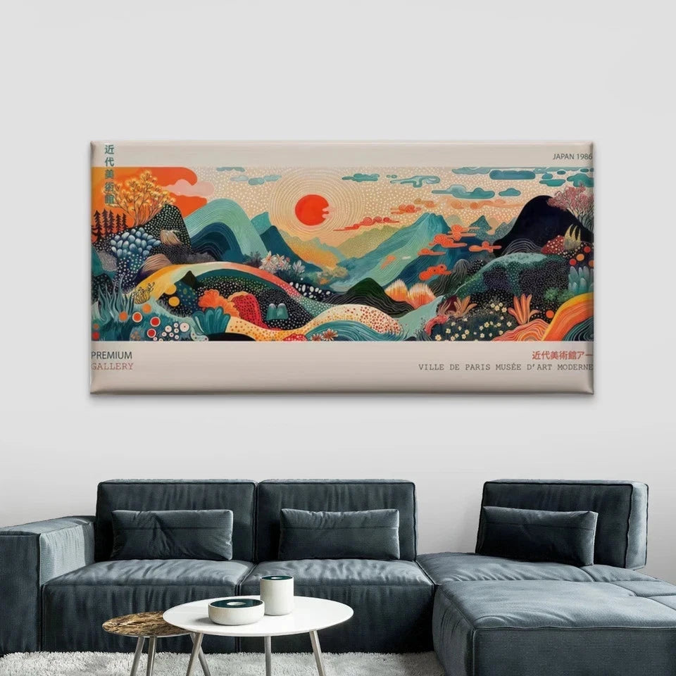 Abstract Mountain Sunset Wall Art Canvas Office Home Room Framed 120x60cm