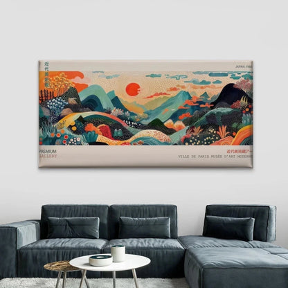 Abstract Mountain Sunset Wall Art Canvas Office Home Room Framed 120x60cm