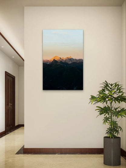 Mountain Peaks at Sunrise Landscape Hills 40x60cm Metal Print Ready to Hang