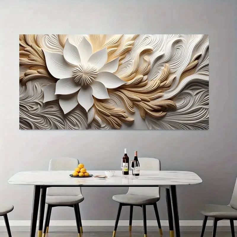 Modern Lotus Three-Dimensional Wall Art Canvas Office Home Room Framed 120x60cm - Bella Home Decor