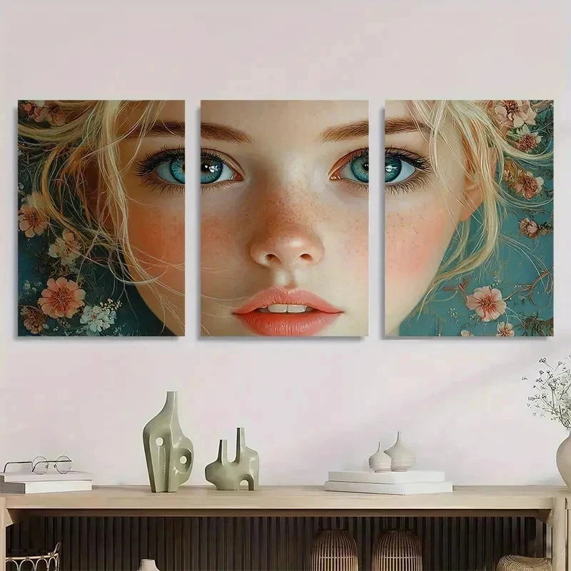3pcs Vibrant Whimsical Bea Fine Giclée Perfect Wall Art Set Canvas Framed 60x90cm - High Quality Print 100% Australian Made Wall Canvas Ready to Hang
