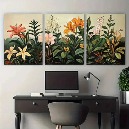 3pcs Vintage Botanical Floral Wall Art Canvas Unframed - High Quality Print 100% Australian Made Wall Canvas