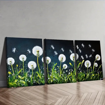3pcs Dandelion Flower White Nature Perfect Wall Art Set Canvas Unframed - High Quality Print 100% Australian Made Wall Canvas - Bella Home Decor