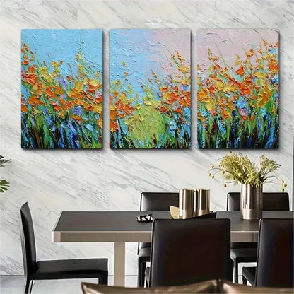 3pcs Abstract Sunrise Pastoral Floral Perfect Wall Art Set Canvas Framed 50x70cm - High Quality Print 100% Australian Made Wall Canvas Ready to Hang - Bella Home Decor