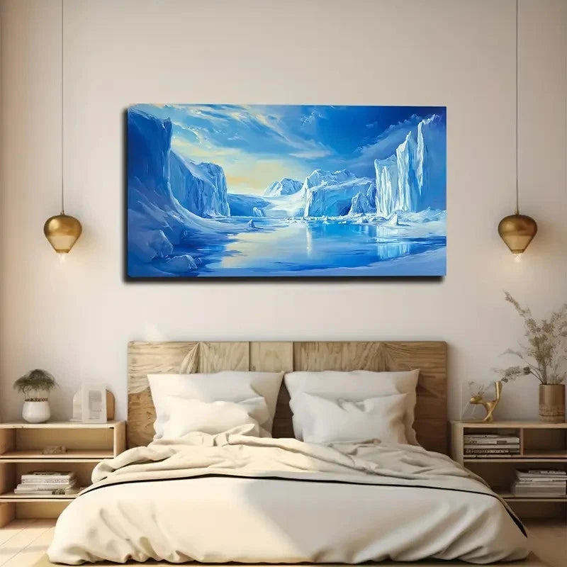 Large Antarctic Glacier Wall Art Canvas Office Home Room Framed 120x60cm