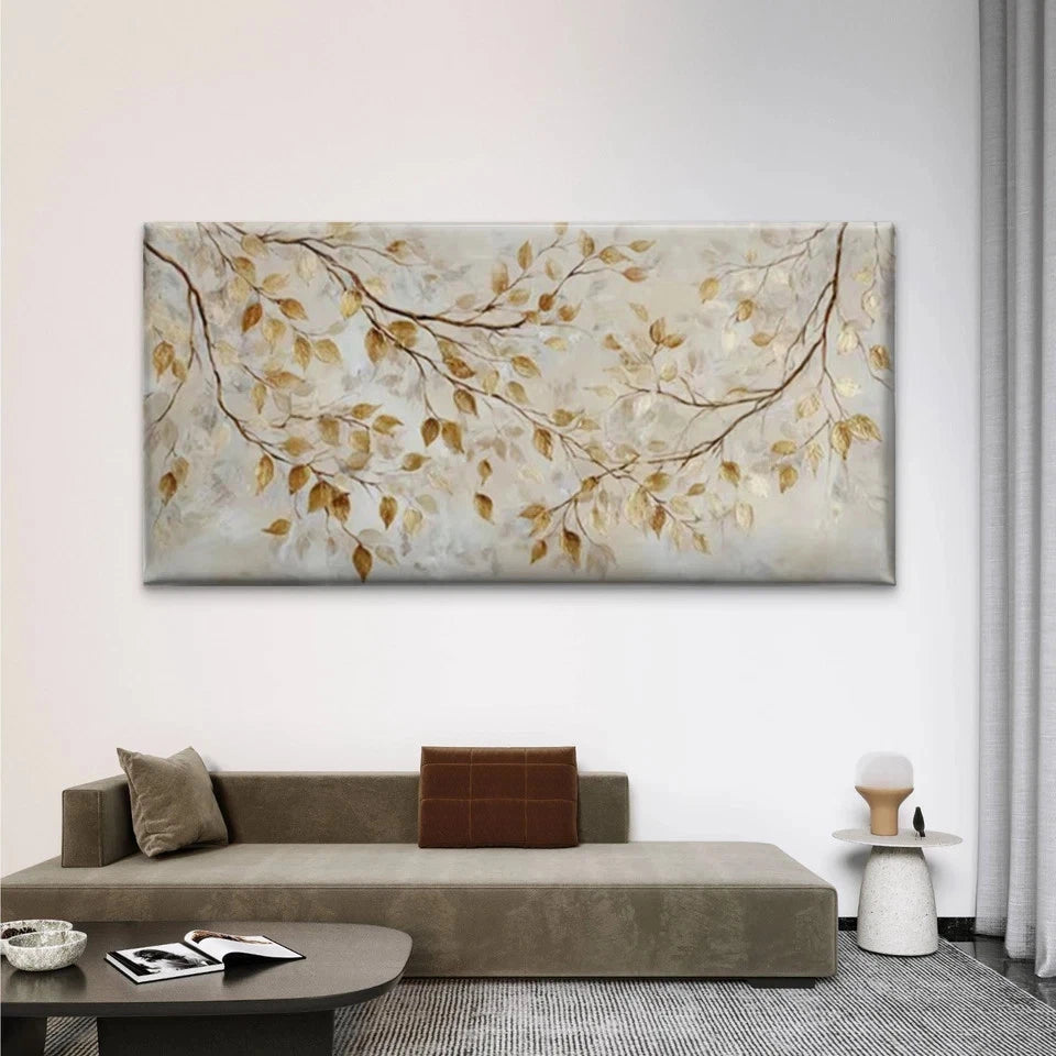 Autumn Leaves Botanical Wall Art Canvas Office Home Room Framed 120x60cm