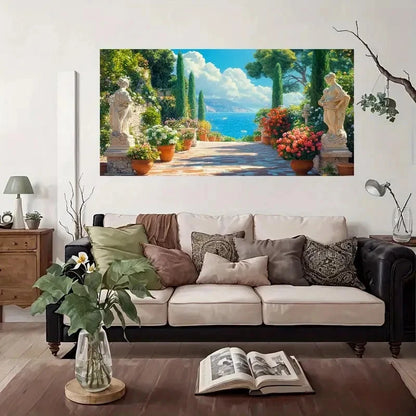 Seaside Garden Wall Art Canvas Office Home Room Framed 120x60cm