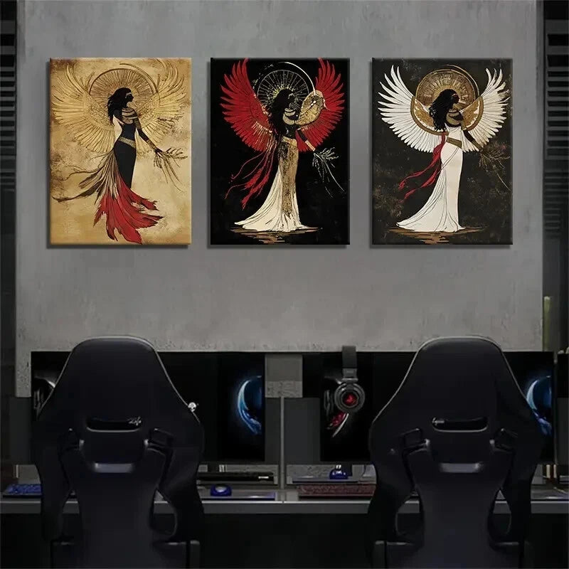 3pcs Goddess Angel Mystical Spiritual Perfect Wall Art Set Canvas Framed 40x60cm - High Quality Print 100% Australian Made Wall Canvas Ready to Hang - Bella Home Decor