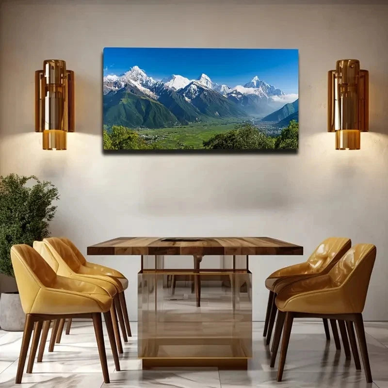 Snow-Capped Mountain Aesthetic Wall Art Canvas Office Home Room Framed 120x60cm