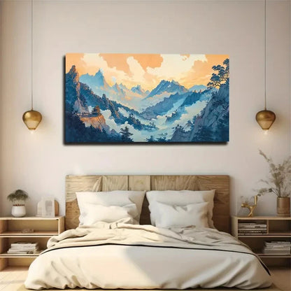Tranquil Mountain And River Wall Art Canvas Office Home Room Framed 120x60cm