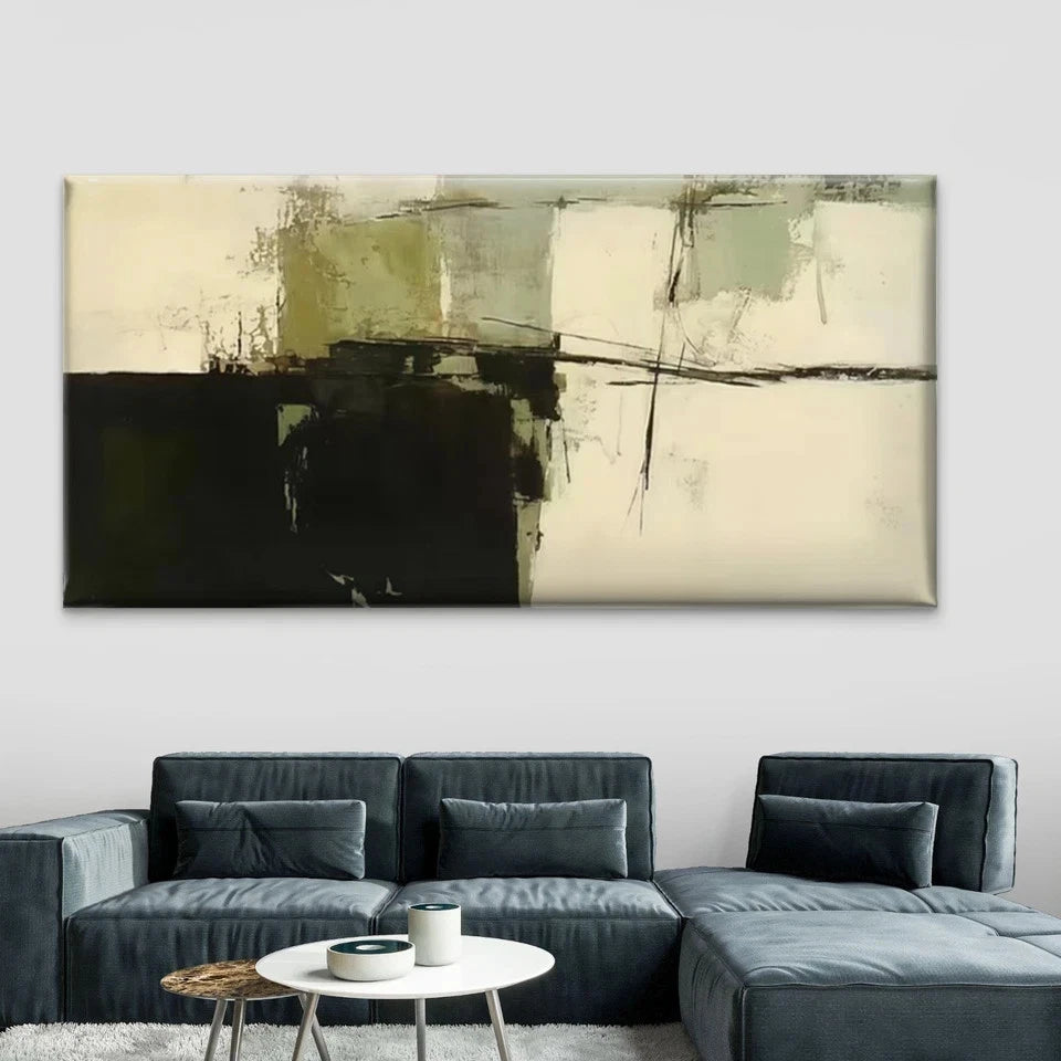Abstract Geometric Minimalist Wall Art Canvas Office Home Room Framed 120x60cm