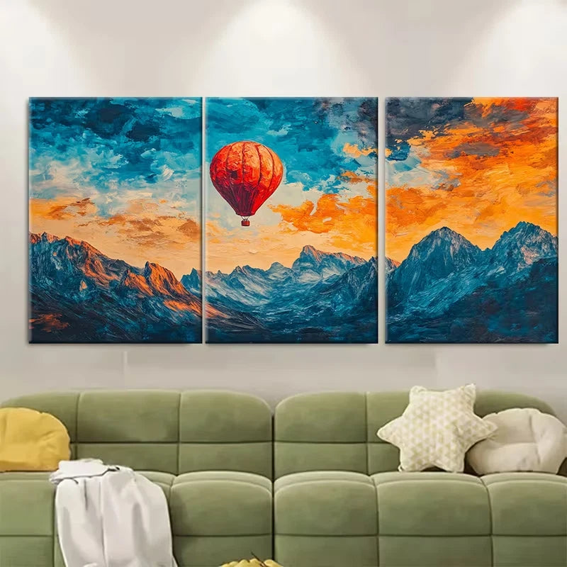 3pcs Denver Colorado Hot Air Balloons Metal Print Ready to Hang Art - Bella Home Decor