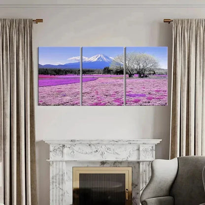 3pcs Mount Fuji & Flower Fields Landscape Wall Art Canvas Unframed - High Quality Print 100% Australian Made Wall Canvas
