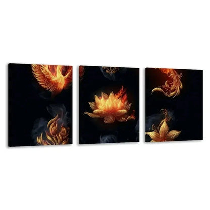 3pcs Fire Modern Abstract Flame Paintings Wall Art Set Canvas Framed 60x90cm - High Quality Print 100% Australian Made Wall Canvas Ready to Hang