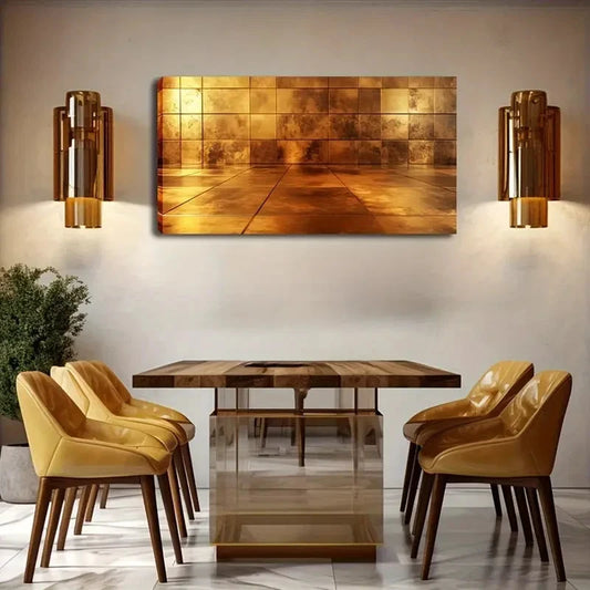 Minimalist Abstract Golden Wall Art Canvas Office Home Room Framed 120x60cm