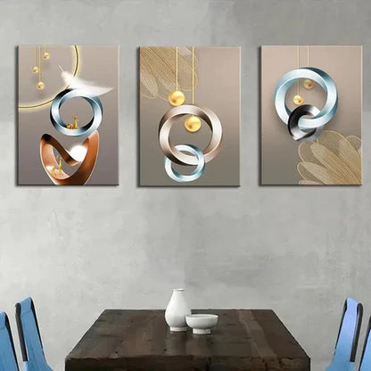 3pcs Modern Abstract Geometric Decoration Wall Art Set Canvas Unframed - High Quality Print 100% Australian Made Wall Canvas