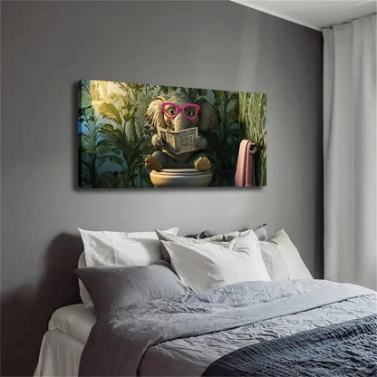 Whimsical Elephant Sitting Wall Art Canvas Office Home Room Framed 120x60cm - Bella Home Decor