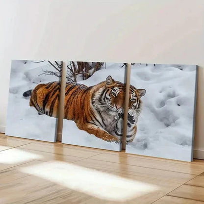 3pcs Snow Scene and Tiger Modern Decor Wall Art Canvas Unframed – High Quality Print 100% Australian Made Wall Canvas