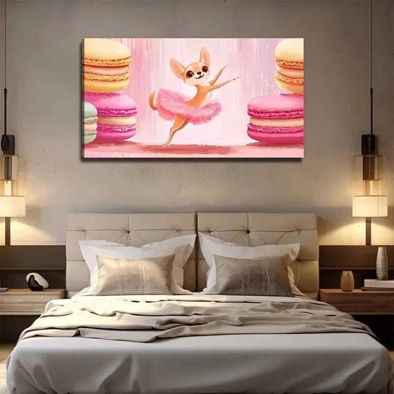 Dancing Dog Biscuit Decorative Wall Art Canvas Office Home Room Framed 120x60cm