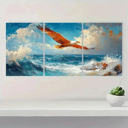 3pcs Eagle Soaring Over Ocean EU  Wall Art Set Canvas Unframed - High Quality Print 100% Australian Made Wall Canvas - Bella Home Decor