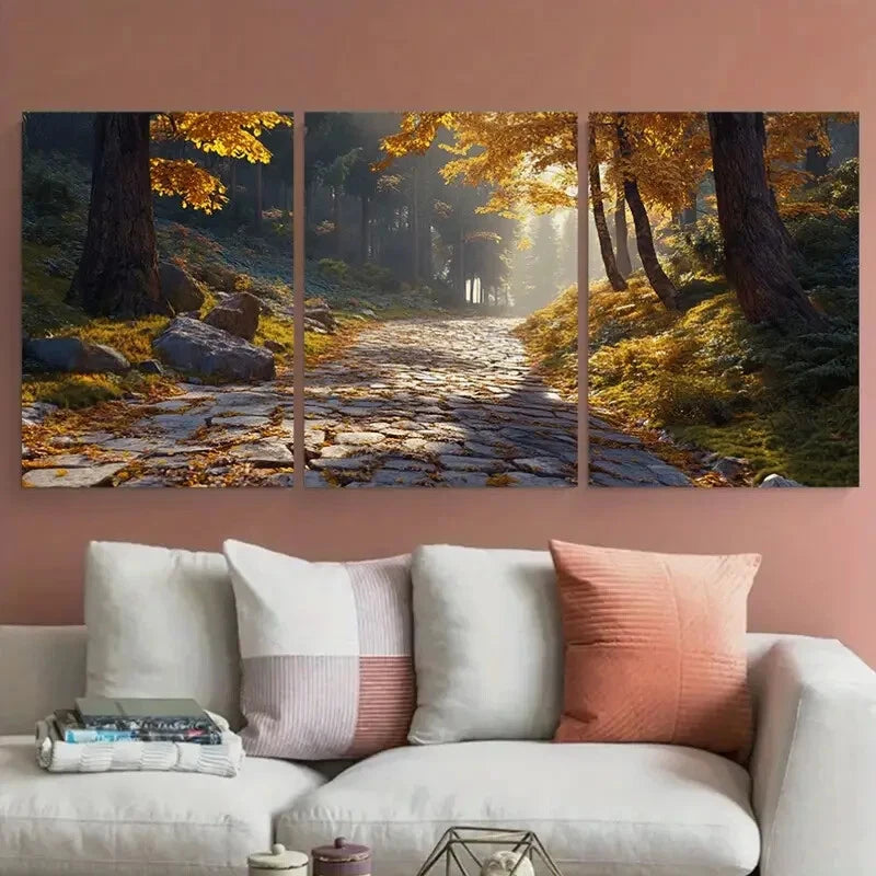 3pcs German Black Forest Autumn Scene Metal Print Ready to Hang Art