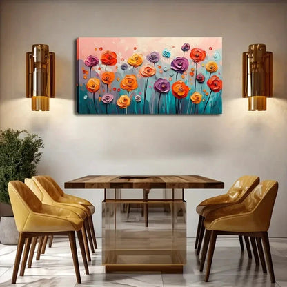 Colorful Abstract Floral Modern Wall Art Canvas Office Home Room Framed 120x60cm - Bella Home Decor