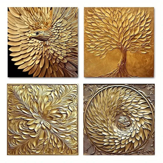 4pcsGradient Color  Wall Art Canvas Framed