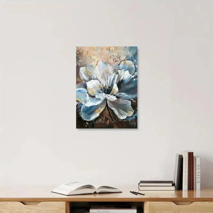 Beautiful Blue Flowers Abstract Flower Painting 40x60cm Metal Print Ready to Hang