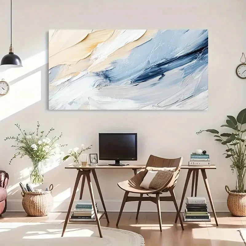 Floral Abstract Modern Deco Wall Art Canvas Office Home Room Framed 120x60cm - Bella Home Decor