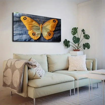 Vibrant Yellow and Blue Design Wall Art Canvas Office Home Room Framed 120x60cm - Bella Home Decor