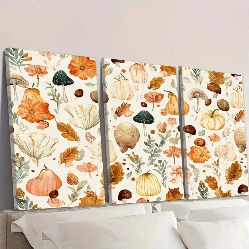 3pcs Autumn Fruits Watercolor Style Wall Art Set Canvas Framed 60x90cm - High Quality Print 100% Australian Made Wall Canvas Ready to Hang - Bella Home Decor