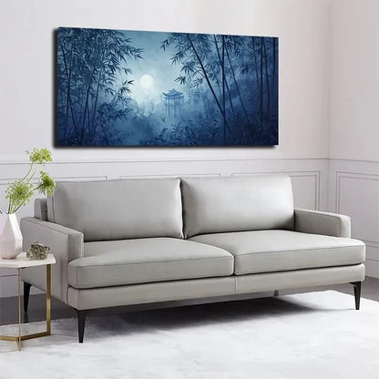 Modern Bohemian Moonlit Bamboo Wall Art canvas office home room framed 120x60cm - Bella Home Decor