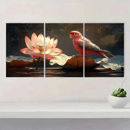 3pcs Parrots Beak Flower WR  Wall Art Set Canvas Unframed - High Quality Print 100% Australian Made Wall Canvas - Bella Home Decor