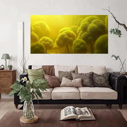 Golden Forest Fantasy Wall Art Canvas Office Home Room Framed 120x60cm