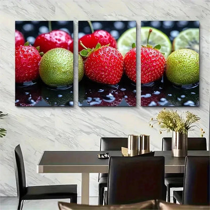 3pcs Fresh Fruit Drinks Lime Kiwi Decor Perfect Wall Art Set Canvas Framed 50x70cm - High Quality Print 100% Australian Made Wall Canvas Ready to Hang - Bella Home Decor