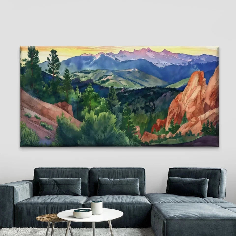 Aspen Trees & Colorado Peaks Wall Art Canvas Office Home Room Framed 120x60cm