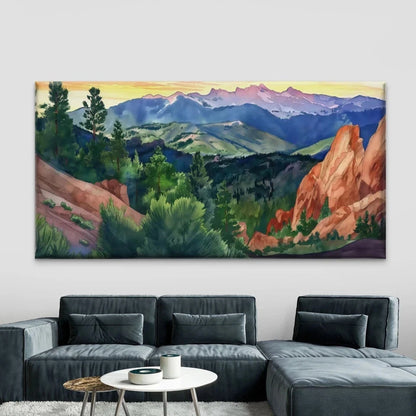 Aspen Trees & Colorado Peaks Wall Art Canvas Office Home Room Framed 120x60cm