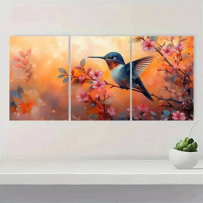 3pcs Hummingbird Spring Nature GH Wall Art Canvas Unframed - High Quality Print 100% Australian Made Wall Canvas - Bella Home Decor