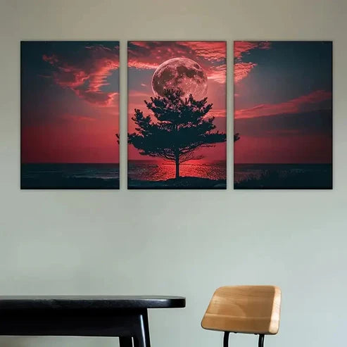 3pcs Tree in the middle of field Wall Art Set Canvas Unframed - High Quality Print 100% Australian Made Wall Canvas