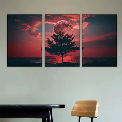 3pcs Tree in the middle of field Wall Art Set Canvas Unframed - High Quality Print 100% Australian Made Wall Canvas