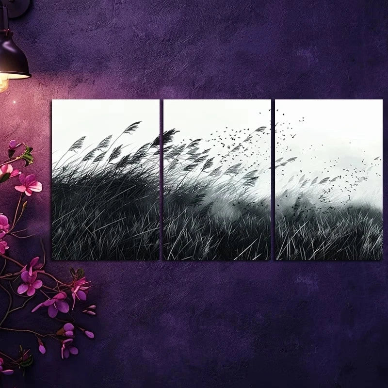 3pcs Wild Grass Field Nature Wilderness Metal Print Ready to Hang Art
