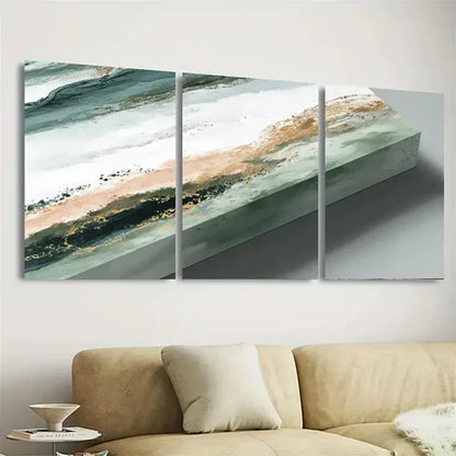3pcs DustinWay Sage Green Pastels malist Wall Art Set Canvas Unframed - High Quality Print 100% Australian Made Wall Canvas - Bella Home Decor