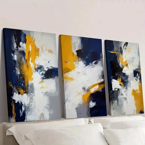 3pcs Classic Geometric Oil Painting Style Wall Art Set Canvas Unframed - High Quality Print 100% Australian Made Wall Canvas - Bella Home Decor