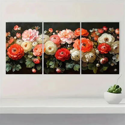3pcs White Hydrangea and Mixed JM  Wall Art Set Canvas Unframed - High Quality Print 100% Australian Made Wall Canvas