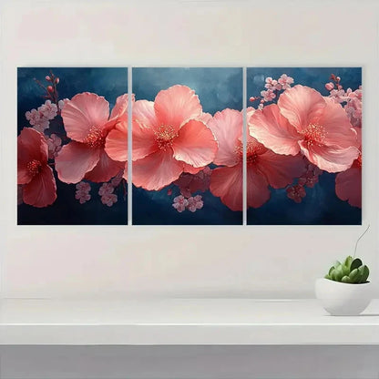 3pcs Pink Musk Flower  Elegant Floral A   Wall Art Set Canvas Framed 50x70cm - High Quality Print 100% Australian Made Wall Canvas Ready to Hang