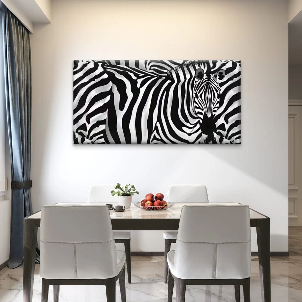 Abstract Zebra Stripes Wall Art Canvas Office Home Room Framed 120x60cm