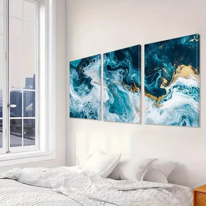 3pcs Swirls Abstract Aesthetic Decorative  Art Set Canvas Unframed - High Quality Print 100% Australian Made Wall Canvas