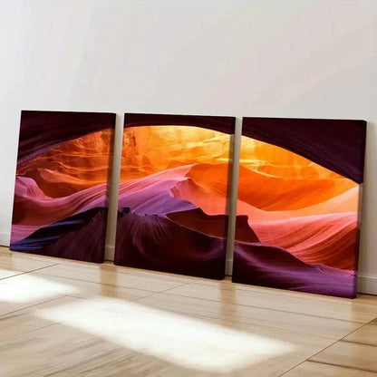 3pcs Spectacular Antelope Canyon Modern Wall Art Set Canvas Framed 50x70cm - High Quality Print 100% Australian Made Wall Canvas Ready to Hang