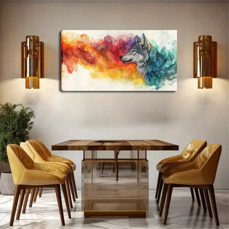 Red Blue Splash Smoke Effect Wall Art Canvas Office Home Room Framed 120x60cm - Bella Home Decor