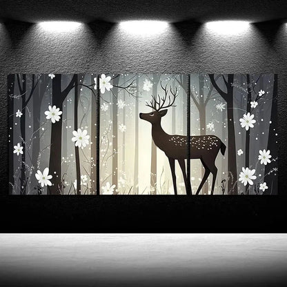 3pcs Beautiful Elk in The Forest Deer Metal Print Ready to Hang Art - Bella Home Decor